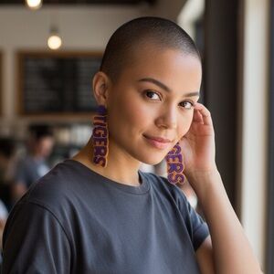 Purple and Orange Beaded Earrings